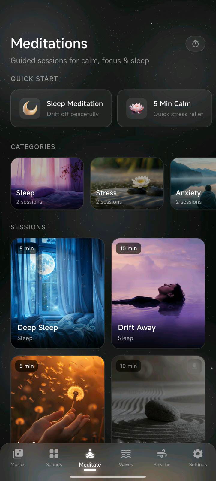 Meditations Screen